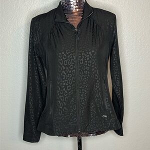 Barco One Black Leopard Print Scrub Jacket
